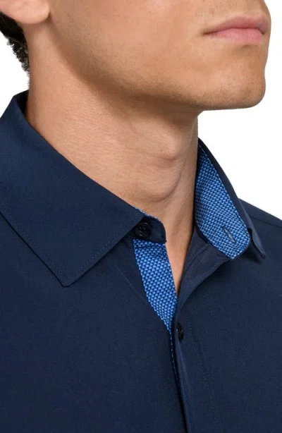 Construct Solid Woven Long Sleeve Basic In Blue