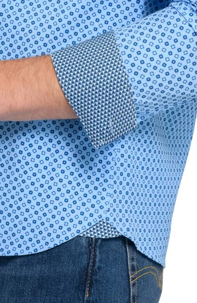 Construct Round And Round Woven Long Sleeve Basic In Blue