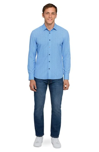 Construct Round And Round Woven Long Sleeve Basic In Blue