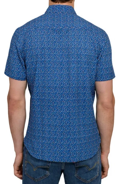 Construct Dot Woven Short Sleeve Basic In Blue
