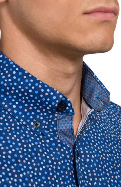 Construct Dot Woven Short Sleeve Basic In Blue