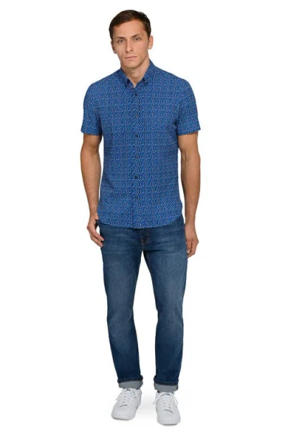 Construct Dot Woven Short Sleeve Basic In Blue