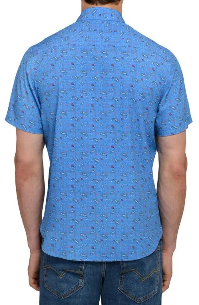 Construct Paisley Woven Short Sleeve Basic In Blue