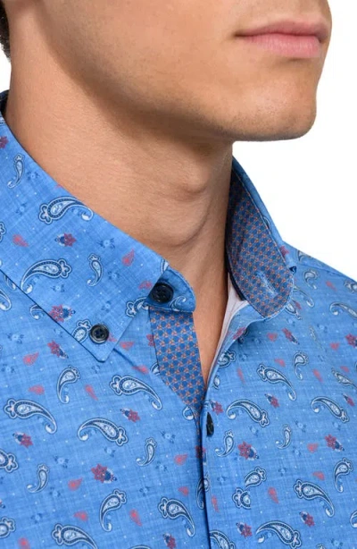 Construct Paisley Woven Short Sleeve Basic In Blue