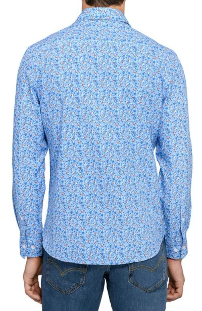 Construct Amber Floral Woven Long Sleeve Basic In Blue