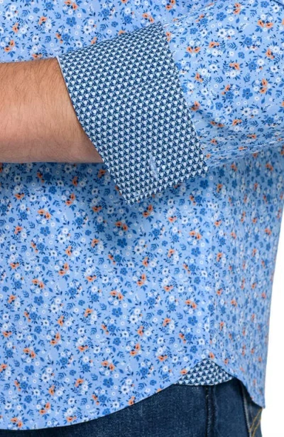 Construct Amber Floral Woven Long Sleeve Basic In Blue