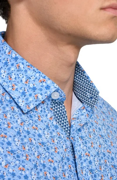 Construct Amber Floral Woven Long Sleeve Basic In Blue