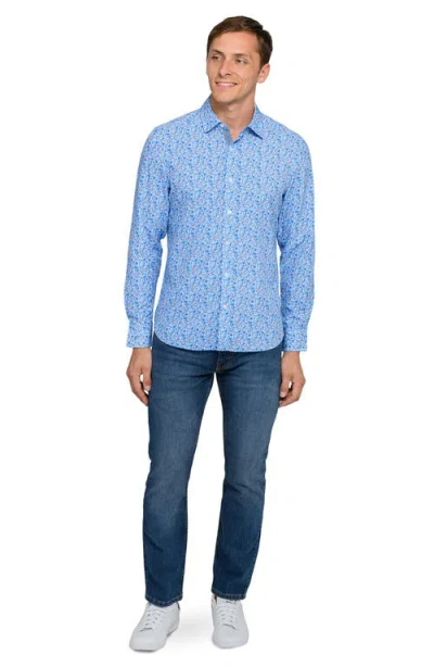 Construct Amber Floral Woven Long Sleeve Basic In Blue