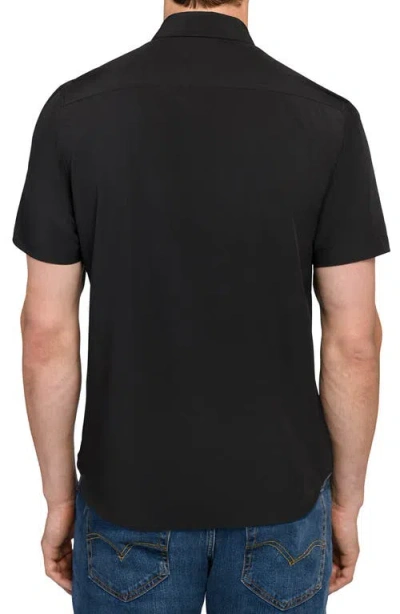 Construct Solid Woven Short Sleeve Basic In Black