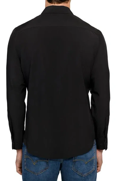 Construct Solid Woven Long Sleeve Basic In Black