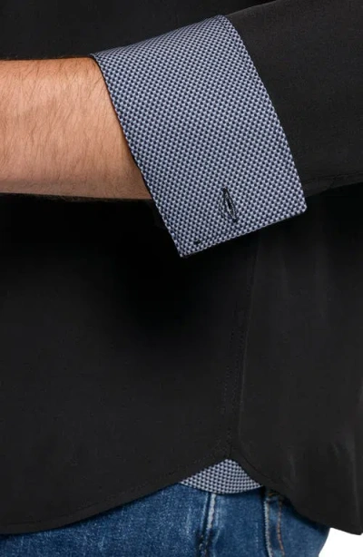 Construct Solid Woven Long Sleeve Basic In Black