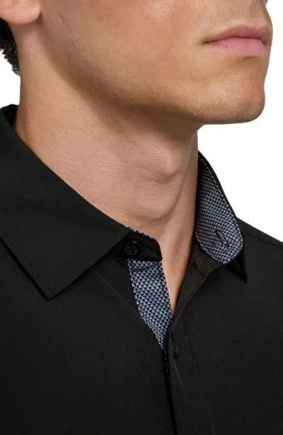 Construct Solid Woven Long Sleeve Basic In Black