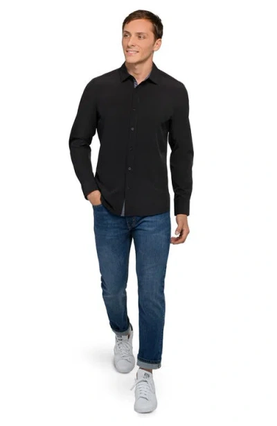 Construct Solid Woven Long Sleeve Basic In Black