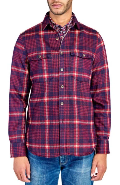 Construct Plaid Shirt Jacket In Burgundy