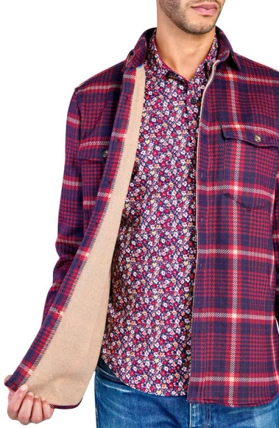 Construct Plaid Shirt Jacket In Burgundy