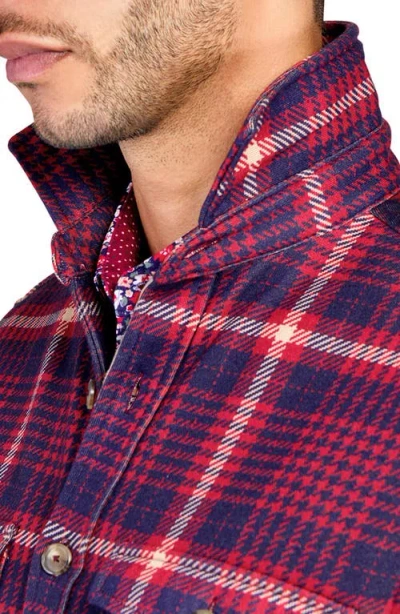 Construct Plaid Shirt Jacket In Burgundy
