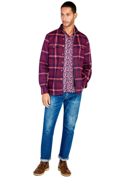 Construct Plaid Shirt Jacket In Burgundy