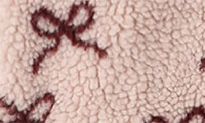 Rylee + Cru Bows Hooded Faux Shearling Bunting In Pink