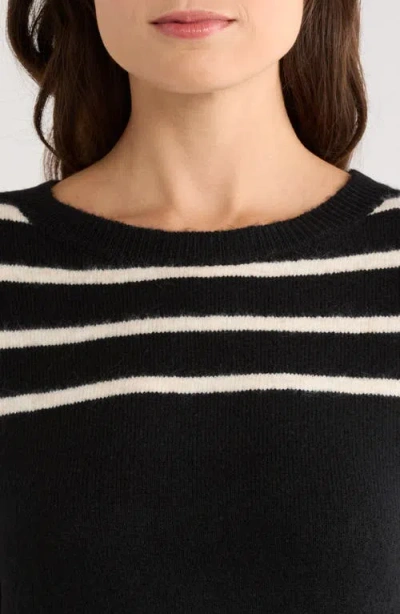 Halogenr Halogen(r) Stripe Short Sleeve Sweater Dress In Black