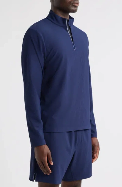 Johnnie-o Hoppin Rib Quarter Zip In Blue