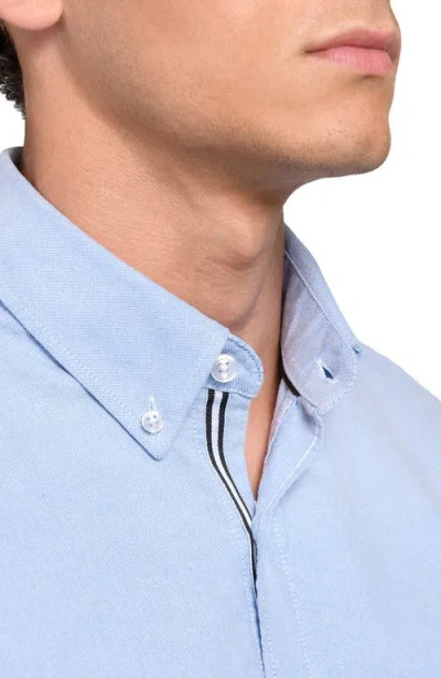 Brooklyn Brigade Solid Oxford Woven Long Sleeve Basic In Blue