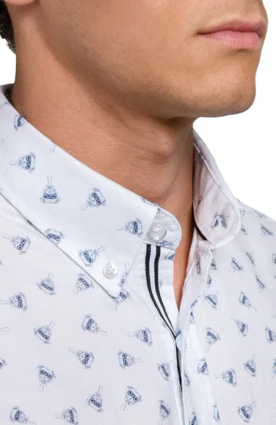 Brooklyn Brigade Pug Print Oxford Basic In White