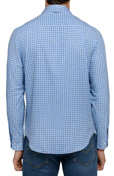 Brooklyn Brigade Faded Dot Print Woven Long Sleeve Basic In Blue