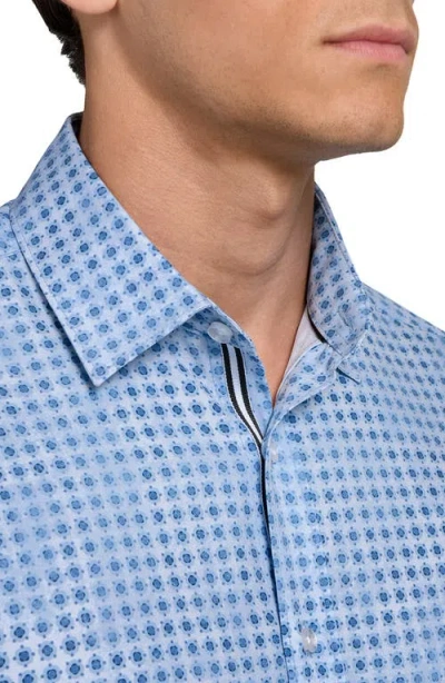 Brooklyn Brigade Faded Dot Print Woven Long Sleeve Basic In Blue