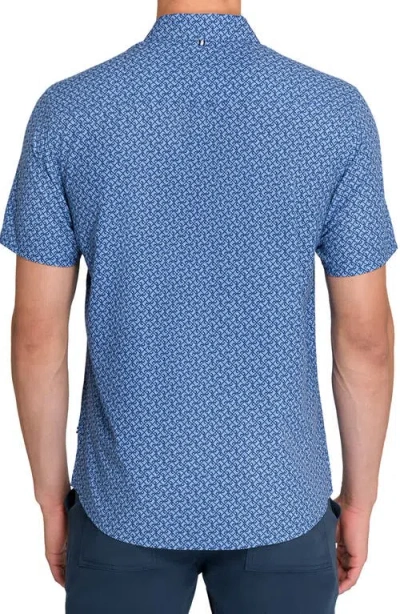 Brooklyn Brigade Geometric Woven Short Sleeve Basic In Blue