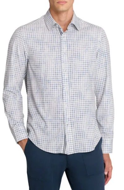 Brooklyn Brigade Faded Dot Print Woven Long Sleeve Basic In Blue