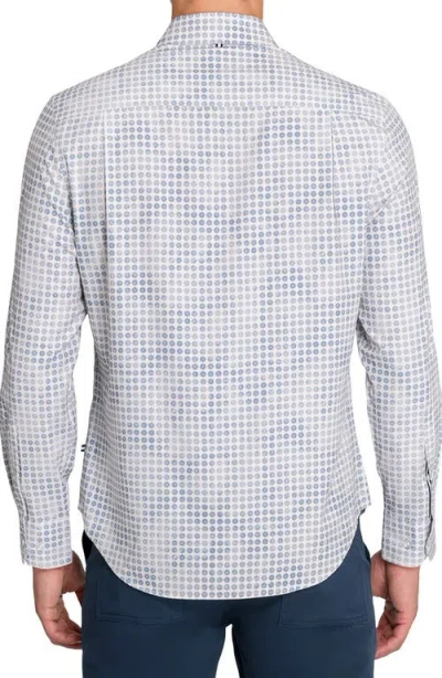 Brooklyn Brigade Faded Dot Print Woven Long Sleeve Basic In Blue