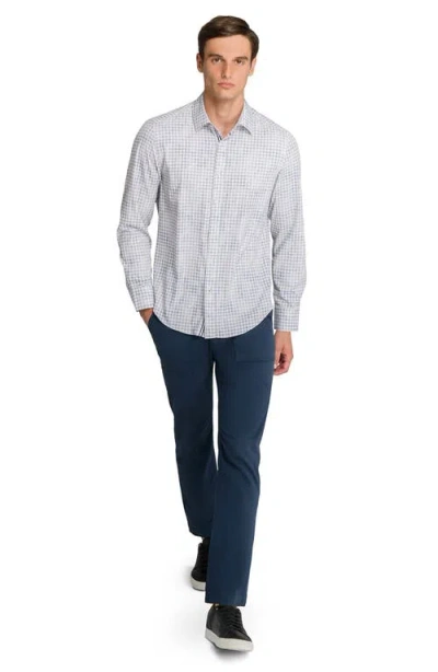 Brooklyn Brigade Faded Dot Print Woven Long Sleeve Basic In Blue