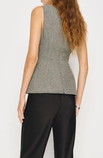 Reformation Nolyn Wool Blend Herringbone Top In Gray