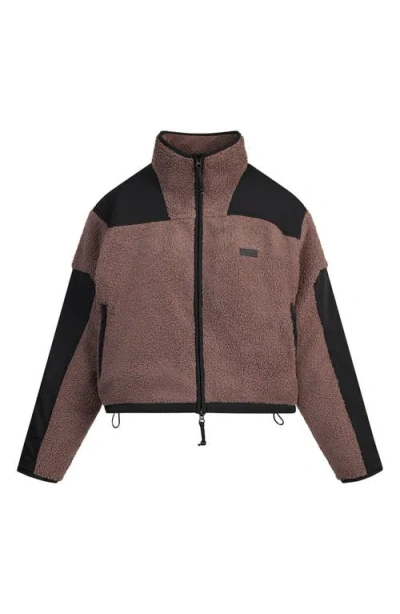 Skims Faux Shearling Zip Jacket In Burgundy