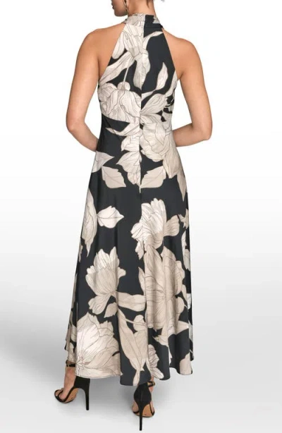 Donna Karan New York Floral Print Halter Dress In Multi