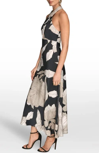 Donna Karan New York Floral Print Halter Dress In Multi
