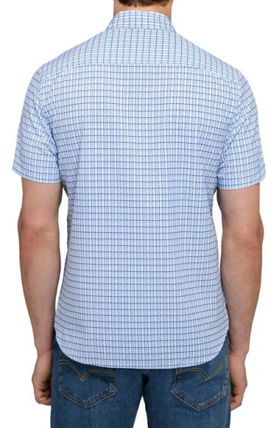 Construct Plaid Woven Short Sleeve Basic In Blue
