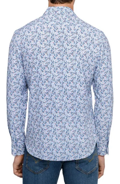 Construct Fall Floral Woven Long Sleeve Basic In Blue