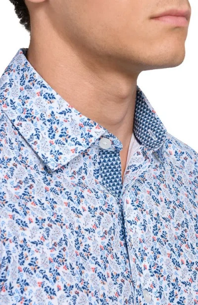 Construct Fall Floral Woven Long Sleeve Basic In Blue