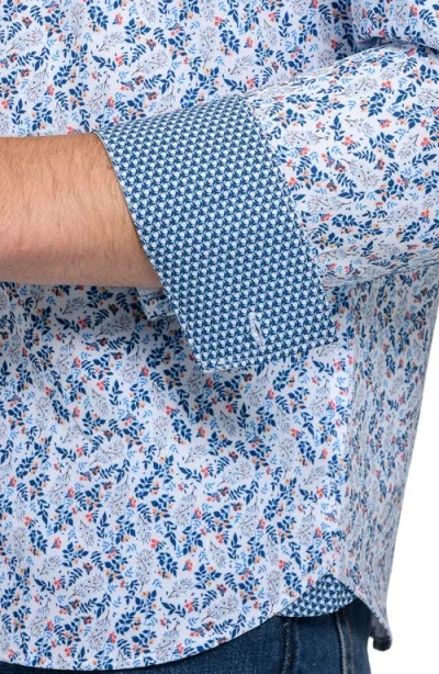 Construct Fall Floral Woven Long Sleeve Basic In Blue