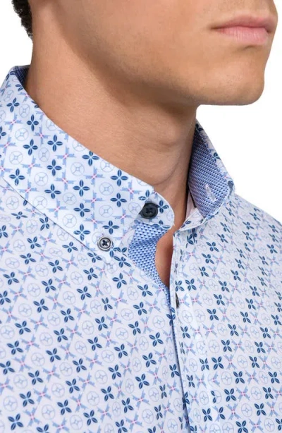 Construct Abstract Geo Woven Short Sleeve Basic In Blue