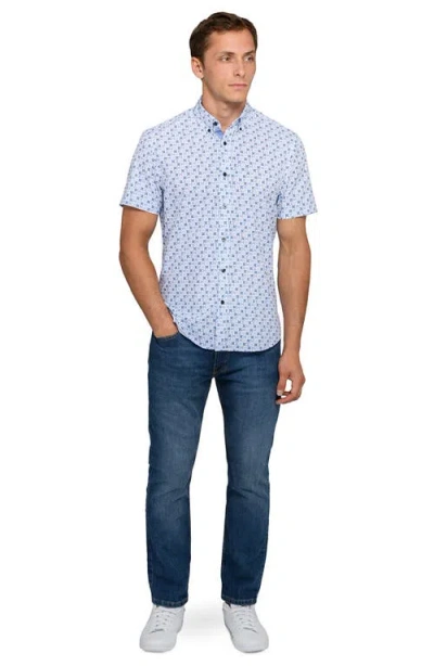 Construct Abstract Geo Woven Short Sleeve Basic In Blue