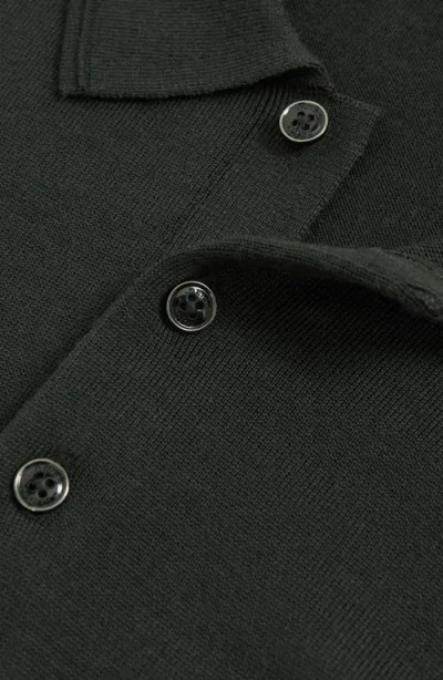 Reiss Trafford Long Sleeve Merino Wool Polo Sweater In Black