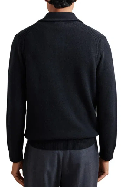 Reiss Mens Deansgate Polo-collar Wool And Cashmere-blend Jumper Navy Xl In Blue