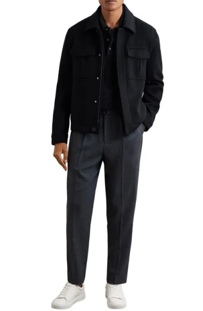 Reiss Mens Deansgate Polo-collar Wool And Cashmere-blend Jumper Navy Xl In Blue