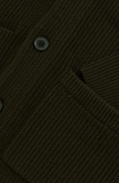 Reiss Mens Dark Olive Green Cannon Shawl-collar Knitted Cardigan Xl In Green