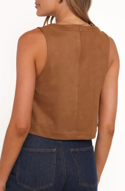 Petal And Pup Petal & Pup Charles Sleeveless Faux Suede Top In Brown