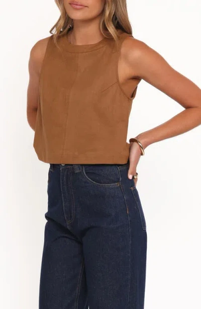 Petal And Pup Petal & Pup Charles Sleeveless Faux Suede Top In Brown