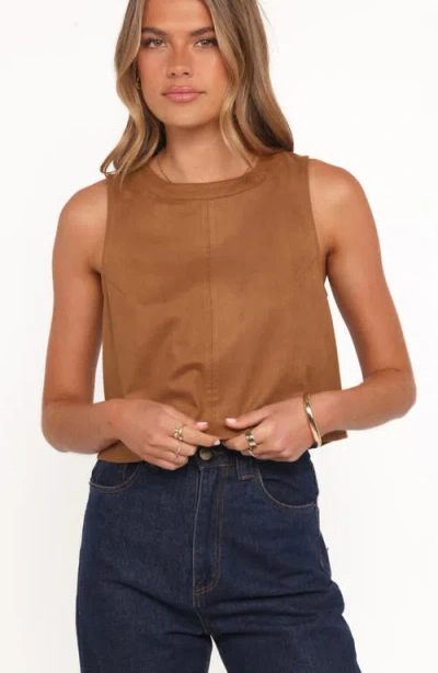 Petal And Pup Petal & Pup Charles Sleeveless Faux Suede Top In Brown