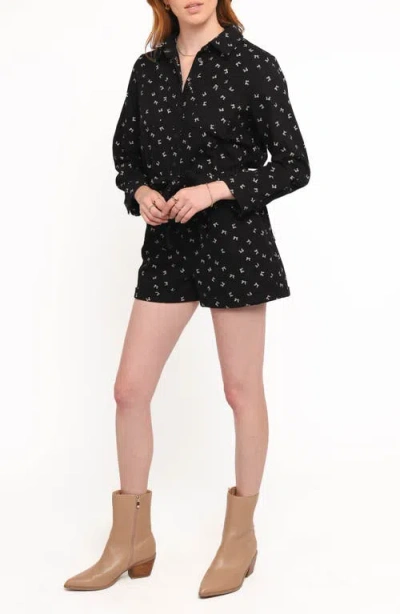 Petal And Pup Petal & Pup Niqui Long Sleeve Romper In Black